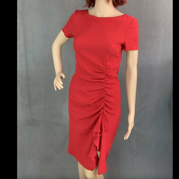 MOSCHINO RED  DRESS Ruched IT 42 (fits like a 6) - Picture 2 of 10